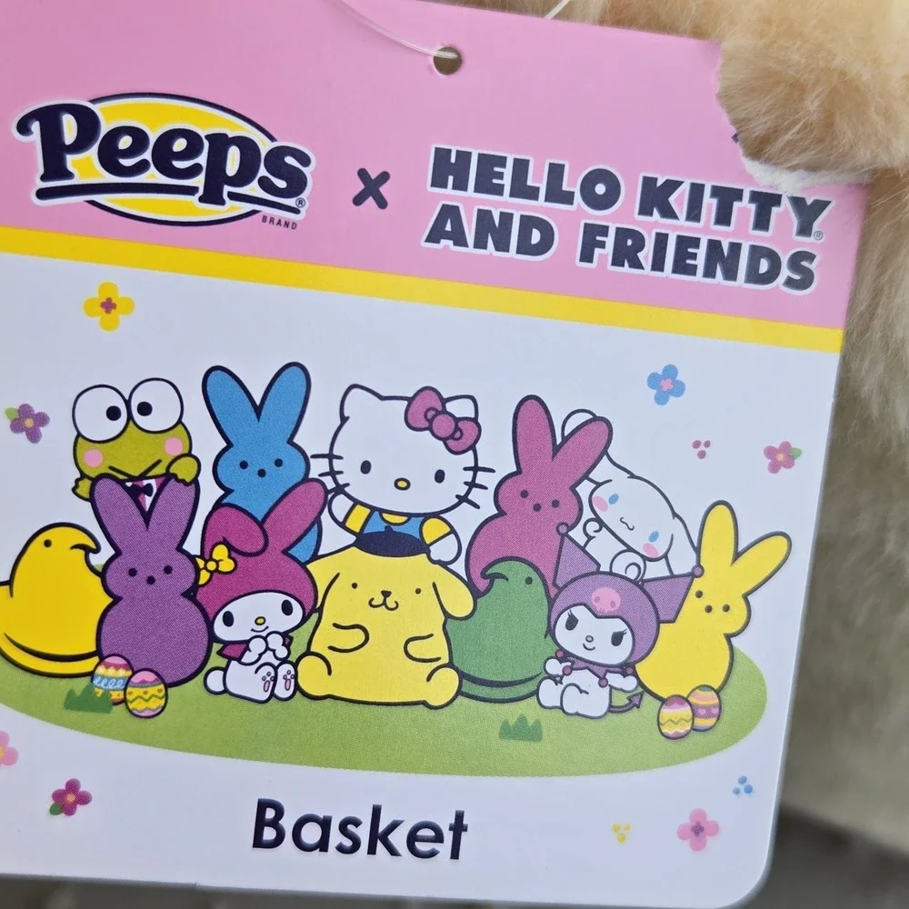 NEW Peeps x‎ HELLO KITTY Easter Basket w/ Handle Bunny Rabbit Plush Basket Blue